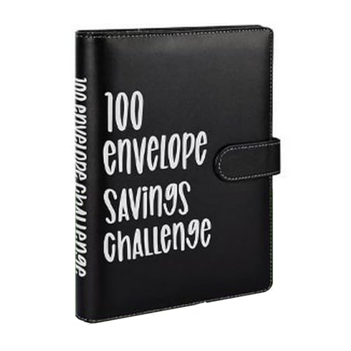 Innovaland Budgetplaner-Ordner mit Sparkarten-Organizer 100-Umschläge-Challenge-Ringbuchplaner Bargeld-Organizer für Schüler Familien und Finanzziele Schwarz