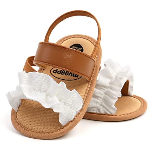 Image of GDSDYM Infant Baby Girls Summer Sandals with Flower Bowknot Soft Sole Wedding Dress Flats Newborn First Walkers Crib Dress Shoes