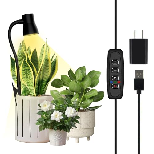 IMVSINCERE Lampes de Croissance pour Plantes d'Intérieur, LED 5000K à Spectre Complet, Col de Cygne avec Clip, Minuterie Automatique (3/9/12H), 9 Niveaux de Luminosité (noir)