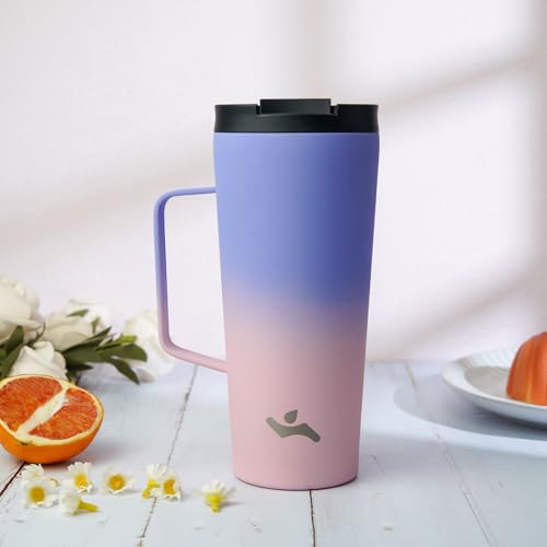 Image of Konokyo 22 oz Insulated Tumbler with Handle & Straw, Stainless Steel Mug