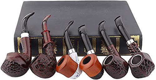 RDXFIN Set De Pipes À Tabac en Tabac en Bois, Sculptée À La Main,Ensemble De Six,Tuyau De Filtre en Bois Massif, Un Merveilleux Cadeau pour Les Fumeurs