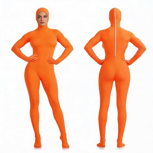 QingWing Orange Karneval Kostüm, Allgemein Open Face Cosplay Jumpsuit, 150cm Ganzkörperanzug Herren Damen Halloween für Party Halloween Weihnachten Anime Bühnen Performance Karneval Orange Outfit