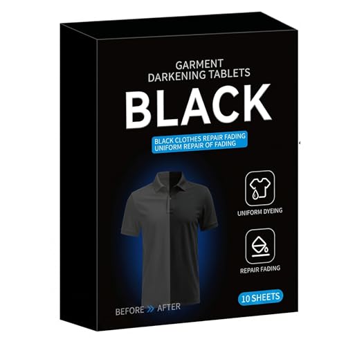 Tinte Negro para Ropa, 10 Piezas de Tabletas de Tinte para Tela Negras - Versátil para Ropa y Manualidades de Bricolaje |.4, 33x5, 51 pulgadas para