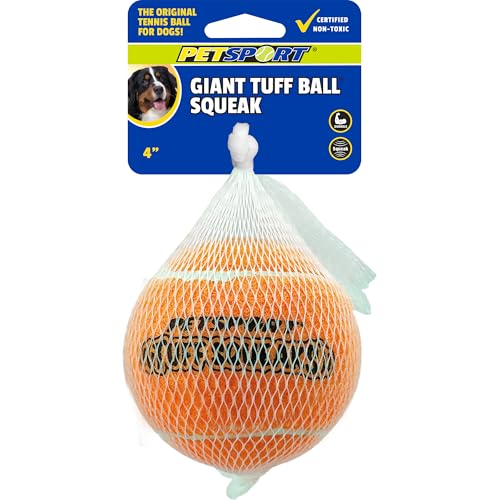 PetSport Giant Squeaker Tuff Ball - Giant Tennis Balls for Large Dogs, Great for Boredom & Aggressive Chewers, Dog Toy, Non-Toxic, Won't Wear Down Teeth - 4
