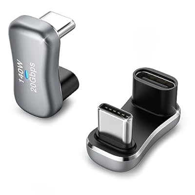 MoKo 180 Degree USB C Adapter 2 Pack, U Shape USB-C Male to USB-C Female Adapter Connector with PD 140W20 Gbps, USB-C 180 Angle Extender Adapter for Steam Deck, Switch, Laptop, Tablet, Phone