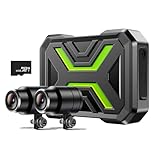 Motorcycle Dash Cam Front and Rear, Dual 1080p Dash Cam for Motorcycle with 64GB SD Card IP67 Waterproof, Loop Recording 24H Parking Monitor Night Vision with App Control Max Support 128 GB