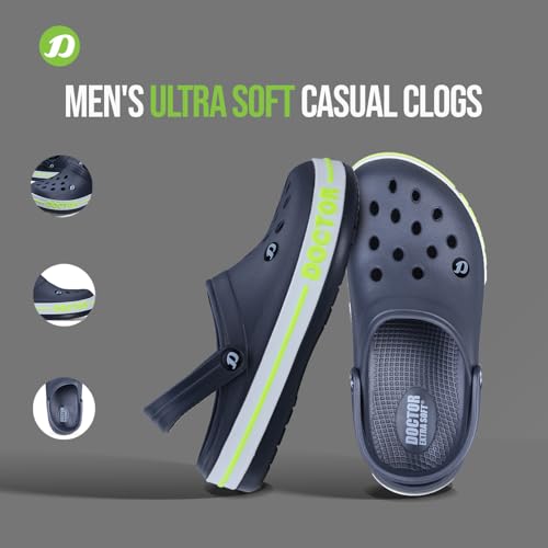 Image of DOCTOR EXTRA SOFT Men's Ultra Soft Casual Clogs /Sandals with Adjustable Back Strap for Adult | Comfortable | Light Weight | Stylish & Anti-Skid | Waterproof & Everyday Use Mules for Gents & Boys D-502