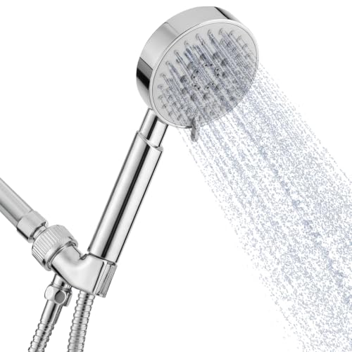 Regadera SOLVEX con mango, regadera de alta presión de 5 modos, boquillas antiobstrucción y alto caudal, manguera de acero inoxidable hermética y soporte ajustable SP-92052