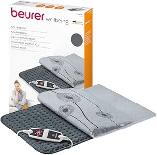 Beurer HK 125 poduszka grzewcza (format XXL, 6 poziomów temperatury, automatyczne wyłączanie i przełącznik LED, można prać w pralce), 60 x 40 cm, szara