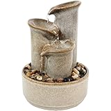 Sunnydaze 10-Inch Tiered Carafe Smooth Glazed Ceramic Indoor Tabletop Water Fountain - Soothing and Relaxing Water Sound - Mini Decorative Water Fountain for Home or Office