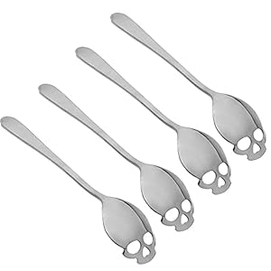 NKADKNS Skeleton Spoon, Skull Sugar Spoon, Skull Coffee Spoon, Dessert, Tea, 304 Stainless Steel, Coffee Stirring Spoon…