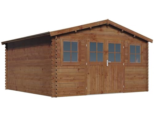 Abri de Jardin Bois traité Autoclave Marron Lormont - 21,2 m² - 28 mm
