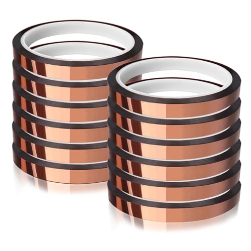 MEBMIK Heat Tape for Sublimation Transfer, Heat Resistant, Adhesive Transfer Tape, Thermal, No Residue, 12 Rolls 10mm x33m(108ft)