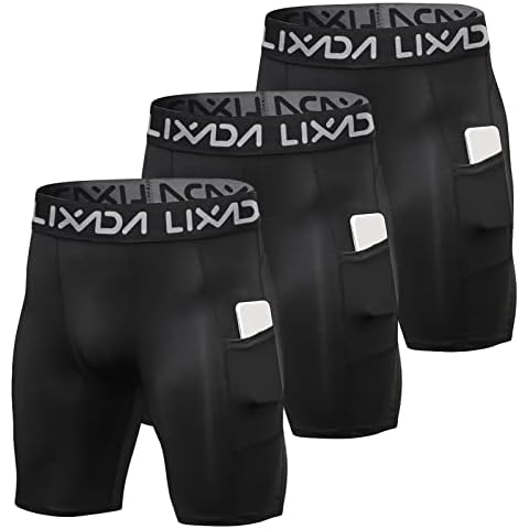 LIXADA Men's Compression Shorts Pants 3Packs, Performance Sports Baselayer Cool Dry Tights Active Workout Underwear Cover