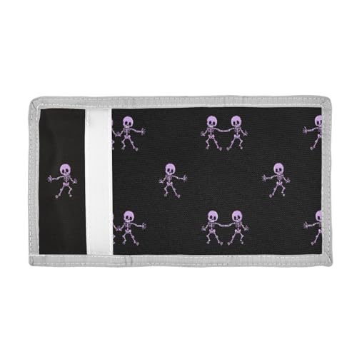 ALAZA Kids Wallets for Boys Girls Toddler Trifold Wallet Children Small Purple Skeleton with Zipper Coin Pocket2