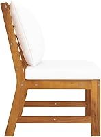 Vista 4 de vidaXL Sofá modular central hecho de madera de acacia maciza con cojín color crema, duradero y resistente a la intemperie, ajustable