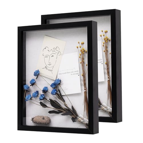 Muzilife Shadow Box Picture Frame with Linen Board Deep Wood