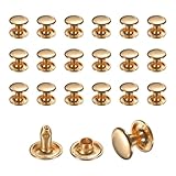 QUARKZMAN 50 Sets Leder Nieten, 9mm Doppelkappen-Nieten, 8mm Höhe Tubular Metallnieten für Lederhandwerk Reparatur und Dekoration DIY Kleidung, Schuhe, Taschen, Gürtel, Hellgold