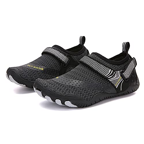 Padgene Zapatillas de Buceo Acuáticas Zapatos de Agua Descalzos Playa Natación Surf Yoga Deporte Verano Transpirable Antideslizante Secado Rápido para Adulto Unisex Hombre Mujer, Negro, 38 EU