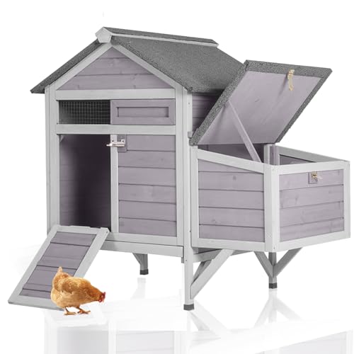 GUTINNEEN Chicken Coop Outdoor Weatherproof Duck House with Nesting Box, Perches, Metal Tray for 2-4 Chickens, Ducks, 40.94