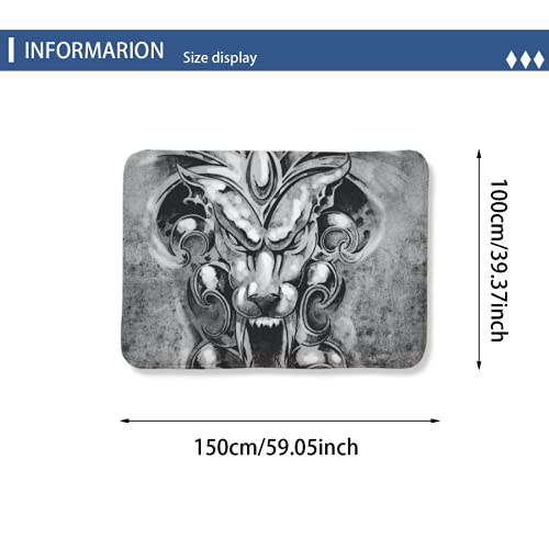 Area Rug 39X60In Gargoyle Devil Mask On Vintage Paper Soft Flannel Microfiber Bathroom Carpet Non-Slip Floor Mat Bathtub Accessories Ljn #TOP1