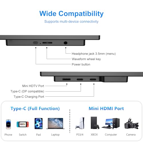 Image of 14 inch Portable Monitor 2.2K IPS External Screen, World Cup Viewing Display, Dual USB-C HDMI Monitor for Laptop, Phone, Gaming, Travel & Work