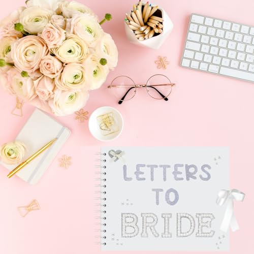 Letters To The Bride Scrapbook Wedding Photo Album, DIY Bridal Shower Guest Book with 40 Blank Pages, Wedding/Bride Gifts White Scrapbook with Pearl Stickers, Metallic Letters, Bows (11.42" x 8.46") by ACUDUDOMA - Image 5