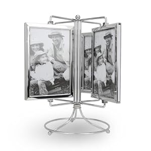 Photo Frame Rotating Menu Frame Metal Photo Frame Carousel Album Photo Carousel Suitable for Kitchen Bedroom Corridor Living Room Dining Table Decoration 10.8 x 10.6 Inches