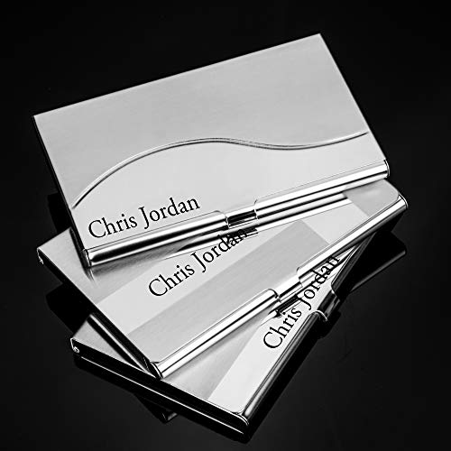 Personalized Stainless Steel Business Card Case Holder Engraved with Your Custom Text (#3)2