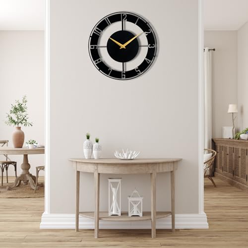 Image of Metallic Analog Wall Clock for Home, Office, Living Room, Bedroom, Kids Room and Kitchen (40 X 40 Cm) | Big Size Stylish Home Decor | (Battery Included)