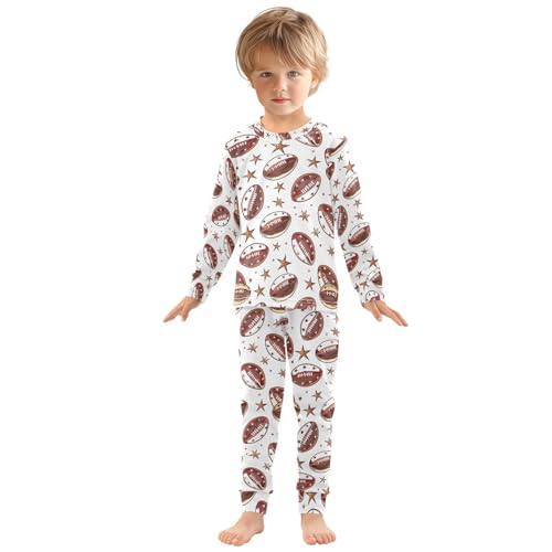 ALAZA Star Rugby Ball American Football Pajamas Long Sleeve Sleepwear 2-Piece Pajama Set3