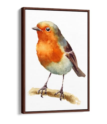 Toile Mignon Robin Bird cadre photo flottant noyer créez une ambiance cosy
