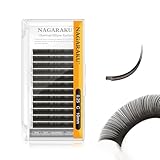 NAGARAKU Pestañas Elípticas Planas con Punta Doble Pelo a Pelo Pestañas Postizas Profesionales Naturales Lash Individuales Divididas Punta Volumen Más Suave Y Ligero Charcoal 12 Filas(0.25 C 10mm)