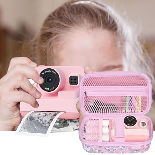 Image of Leayjeen Kids Camera Case Compatible with Dylanto /GKTZ /HiMont /CAMCLID /ESOXOFFORE Kids Instant Print Camera,for Film Camera Storage Christmas Gifts and Birthday Gifts for Kids -Pink Unicorn（Case Only）