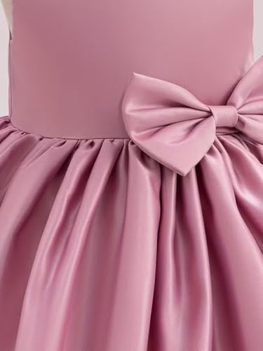 Image of SHRIMATE Apparels Satin Baby Girl Party Dress, Sleeveless Bowknot Formal Gown for Toddlers, Ideal for Birthdays, Weddings, and Celebrations