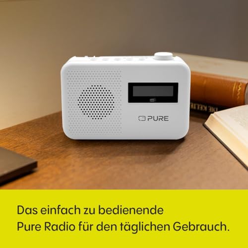 Pure Elan One2 tragbares DAB+/FM Radio mit Bluetooth 5.1 (LCD-Display, 10 Speichertasten, Batteriebetrieb mit 4xAA möglich) Cotton Weiß