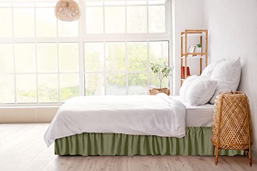 Ruffled Sage Green King Bed Skirt – Hotel-Quality Ruffles For King Beds With 24 In. Drop – Elastic Wrap Around Dust Ruffle King Bedskirt For Easy Fitting With Brushed Fabric By Cgk Unlimited #TOP3