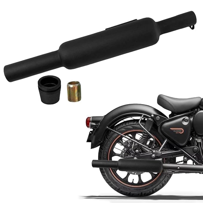 SILENTWAVE Short Punjab Silencer Free Flow For For Loud Sound For Royal Enfield Classic Reborn 350cc, Bullet 2023 350cc, Meteor 350cc (Big Mouth, Black)-image-22