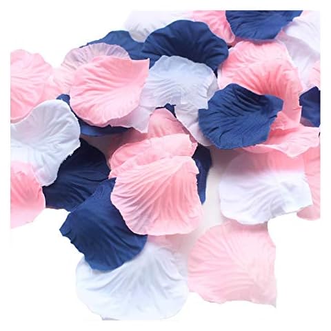 AllHeartDesires 900 Pack Mixed Navy Blue Pink White Artificial Silk Rose Petal Flower Centerpieces Table Scatters Confetti First Birthday Nautical Wedding Baby Shower Decoration Favor Cover