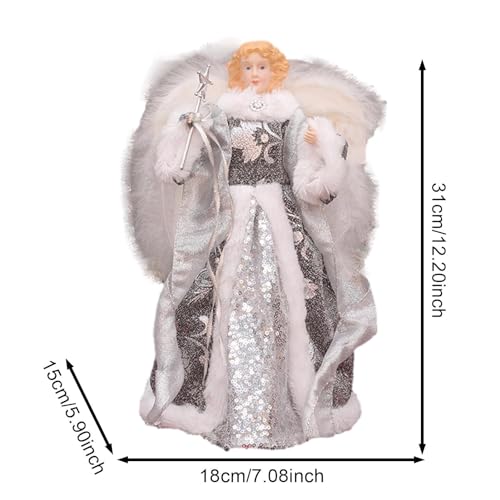 Topo de árvore de Natal de anjo – Estatueta de topo de árvore de anjo de Natal de 30,5 cm, estatueta