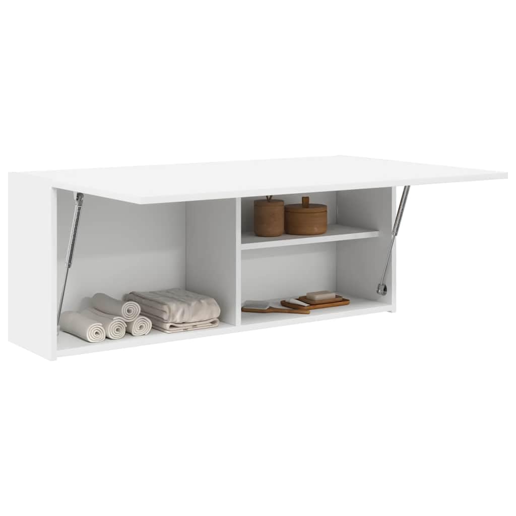 Mueble de Pared de baño Madera ingeniería Blanco 100x25x40 cm, Mobiliario Armarios y Almacenamiento Tocadores Tocadores de baño, Blanco, 16kg