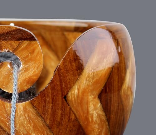 Image of Wooden Yarn Bowl for Knitting Yarn Bowl for Crocheting, Yarn Storage Bowl to Prevent Slipping, Wooden Yarn Holder, Best Gift for Crochet (#Design-4)