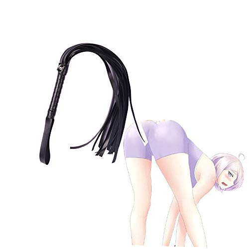 Frusta in pelle morbida, frusta da equitazione, frusta da gioco, gioco di ruolo di Natale (nero)