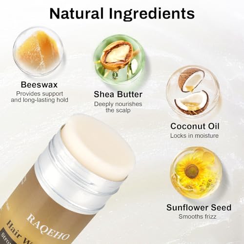RAQEHO 2.7oz Hair Wax Stick - Glossy Hair Slick Back Stick for Flyaways Hair Tamer Wand Gel Sleek Pomade Balm for Glossy Look Seekers Hair Frizz, Styling, Smoothing, Finishing, Edge Control Tools
