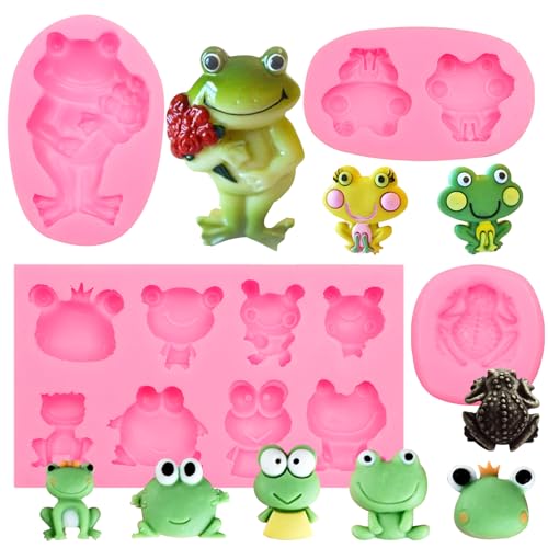 Frogs Fondant Mold 4 Pcs, Toad Silicone Molds for Chocolate Cake Decoration Candy Cupcake Topper Cake Polymer Clay Crafts Epoxy Resin by ywzbomoldrm - Used condition - US$6.13