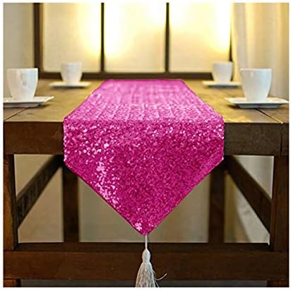 ShinyBeauty Table Runner Tassel Rose Gold Sequin Table Runner 12x72-Inch Kitchen Runner Home Decor Dining Table Runner for Parties Christmas Table Runner for Holidays (12x72-Inch, Rose Gold)