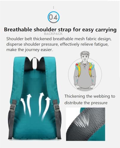Mochila plegable ligera para hiking 25L azul miniatura 6