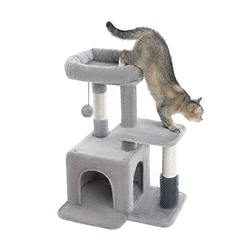 Pesofer Cat Tree, Small Cat Condo With Sisal Scratching Post And Massage Post Light Gray #TOP3