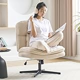 PIANETA デスクチェア あぐら ソファチェア オフィスチェア 二層肉厚座面 疲れない椅子 肘掛けなし 9cm高さ調節可能 座面広いパソコンチェア 30°ロッキング機能付き 腰クッション付き クロスレッグ 椅子 (ホワイト（十字形固定台）