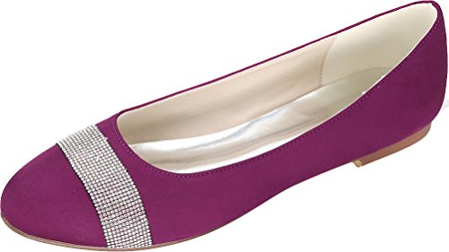 Chaussures plates pour femme avec strass brillants et bout rond violet